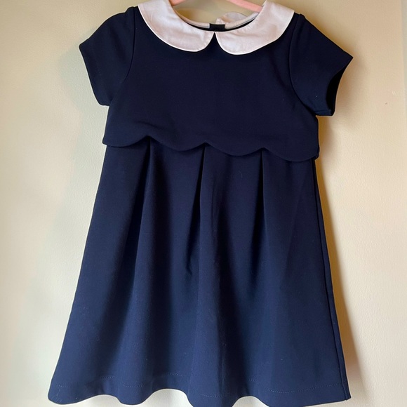 JACADI - Girls' Short Sleeve Navy Dress - Picture 1 of 3